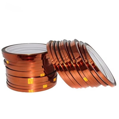 19N/25mm Résistance à la traction Capton Polyimide Tape 0,05mm Silicone Adhésif Ambre Couleur